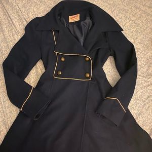 Navy blue double breasted pea coat